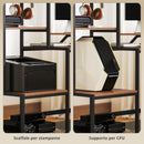 Scrivania per PC Reversibile 150x48x125cm con Supporto per Monitor e Scaffali Marrone   