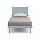Letto Singolo con Rete Rivestita Microfibra Azzurro Tessis Testata Soft Varie Misure