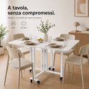 Tavolo Pieghevole Multiuso 120x80x75 cm con 4 Ruote con Freno in MDF Effetto Marmo      