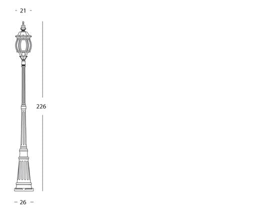 Lampada Palo Alto per Giardino Colore Grigio per Esterno Linea Maxi Molata Livos
