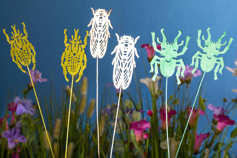 Set 24 Pick Artificiali con Cicala, Scarabeo e Coleottero Altezza 30 cm 