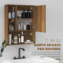 Armadietto con Specchio da Bagno con Mensole a Giorno 60x15x76cm Noce  