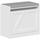 Panca Scarpiera Salvaspazio 60x30x52 cm con Seduta Imbottita e Anta a Ribalta in Pannello Truciolare Bianco      
