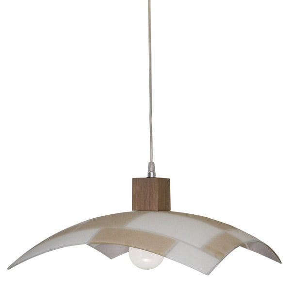 sconto Sospensione 50X50 1xE27 Montatura Tortora Vetro Lastra Bianco- Marrone E-Energy Dora