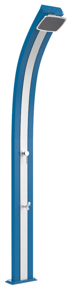 online Doccia Solare da Esterno Giardino 30L Miscelatore e Lavapiedi Arkema Spring Fascia Inox Blu