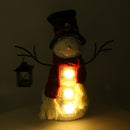Pupazzo di neve in Resina con lanterna bianco con Led cm 37x19xh44