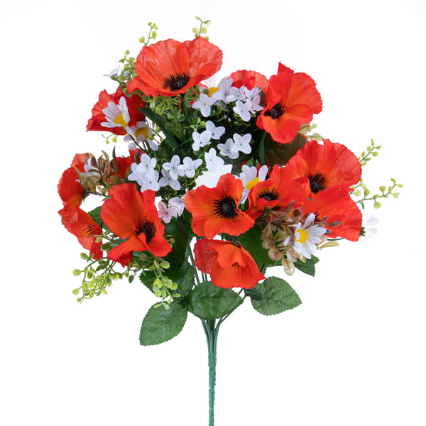 acquista Set 2 Bouquet Artificiale Papaveri Artificiale/daisy X 14 44 cm