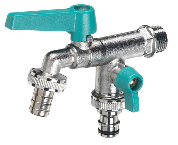 online Rubinetto a Sfera Doppio per Fontana da Giardino con Leve Colorate Belfer RUB/027 Turchese