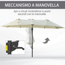 Ombrellone da Giardino Doppio 440x270x250 cm in Poliestere Beige