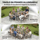 Set  9 Pezzi Pranzo da Esterno con Tavolo Estensibile in Alluminio e 8 Sedie Grigio      