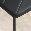 Set Tavolo da Pranzo con Piano in Vetro e 4 Sedie Imbottite in Finta Pelle Nero