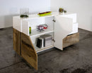 Credenza 2 Ante + 3 Cassetti 140x43x86 cm Alien Bianco Lucido e Acero Pereira