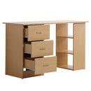 Scrivania da Ufficio con 3 Cassetti e Ripiani in Legno Naturale 120x49x72 cm 