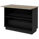 Isola per Cucina con 2 Ripiani Aperti e 2 Armadietti 105x60x82 cm in MDF Rovere e Nero