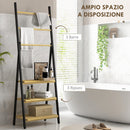 Portasciugamani da Terra Pieghevole 3 Barre e 3 Ripiani 53x31x153 cm in Bambù e Acciaio Nero
