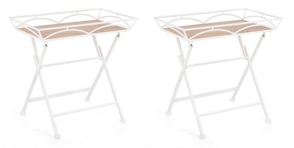 Set 2 Tavolini da Soggiorno 63x40x60 cm in Acciaio Guenda Bianco acquista
