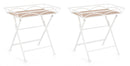 Set 2 Tavolini da Soggiorno 63x40x60 cm in Acciaio Guenda Bianco