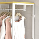 Mobile Appendiabiti 2 in 1 con Ripiano a 2 Livelli 60x40x167,5 cm in Acciaio e Truciolato Bianco e legno naturale