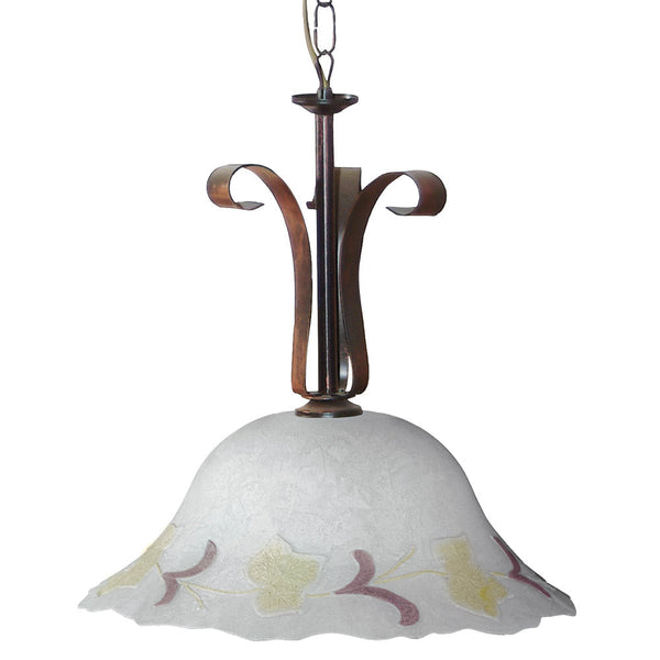 Sospensione D40 1xE27 Montatura Marrone Ramato Vetro Ambra-Verderde E-Energy Ambra prezzo