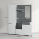 Mobile Guardaroba per Ingresso con Specchio Appendiabiti e Armadio 145x29x184 cm Grigio e Bianco  
