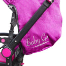 Triciclo Passeggino Seggiolino Reversibile Sedile in Pelle Fucsia