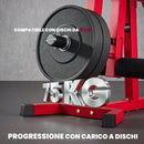 Leg Extension e Curl 3 in 1 58x163x118 cm Capacità 300 kg in Acciaio e Pelle PU Rosso Nero      