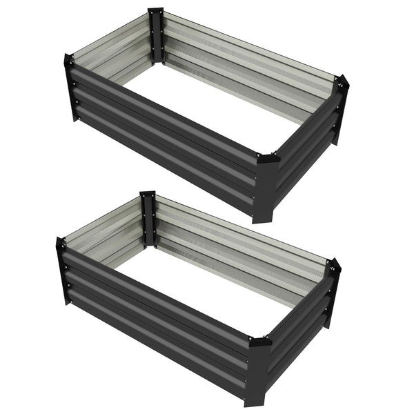 prezzo Set di 2 Letti per Orto Rialzato con Fondo Aperto 100x60x30cm in Acciaio Galvanizzato Grigio