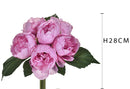 Set 3 Mazzi di Peonie con 6 Fiori Artificiali Altezza 28 cm Rosa