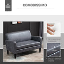 Divano 2 Posti 122x72x74 cm in Tessuto Grigio
