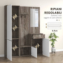 Mobile Guardaroba per Ingresso con Specchio Appendiabiti e Armadio 145x29x184 cm Nero e Bianco  