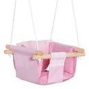 Seggiolino Altalena per Bambini 40x40x180 cm in Legno e Tessuto Rosa