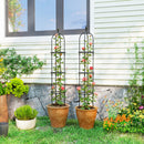 Set 2 Supporti per Piante Rampicanti Alti 170 cm in Acciaio Antiruggine Nero      
