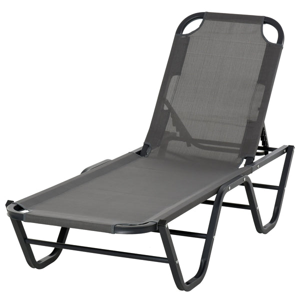 Lettino Prendisole in Alluminio con Schienale Reclinabile a 5 Livelli 163x58,5x91 cm Grigio sconto