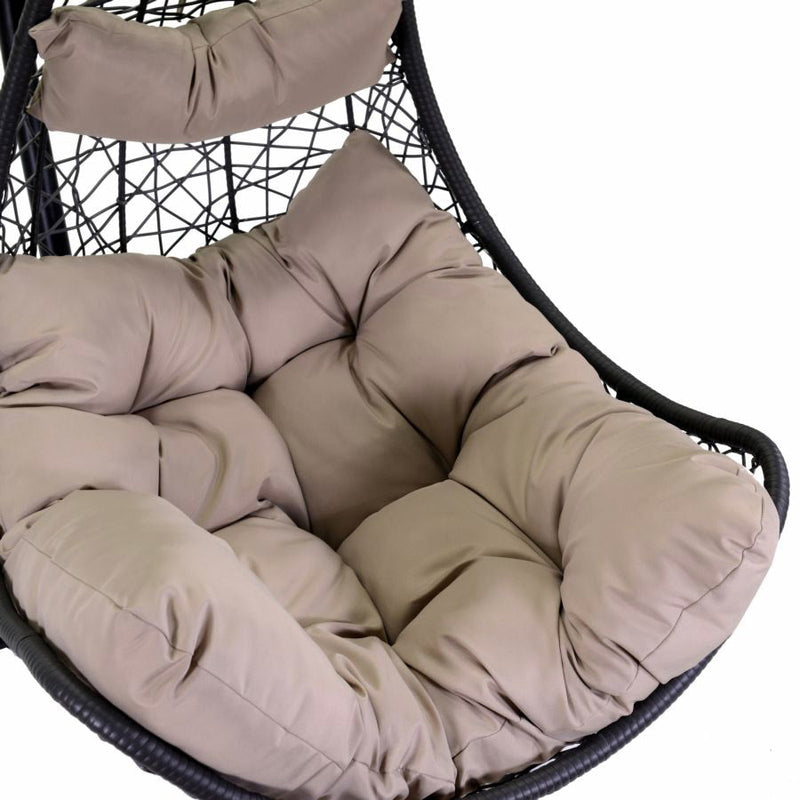 Amaca Dondolina da Giardino in Acciaio e Polyrattan Grigio