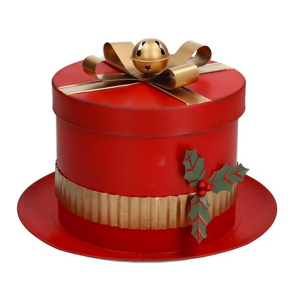Scatola in Metallo rosso cappello tondo cm Ø29xh20,5 prezzo