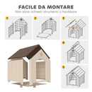 Cuccia per Cani Rialzata 102x94x103 cm con Tetto Inclinato e Prese d'Aria in PP Beige e Marrone Scuro      