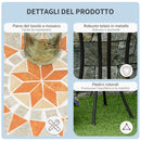 Tavolino Rotondo per Esterno Ø35,5x53,5 cm con Piano in Ceramica a Mosaico in Metallo Multicolore      