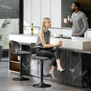 Set 2 Sgabelli da Bar 40,5x43x84-105 cm in Tessuto Effetto Lino e Metallo con Poggiapiedi Nero      