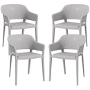 Set 4 Sedie da Giardino  Impilabili con Braccioli e Schienale Alto 56x54,5x77,5 cm in Plastica Grigio