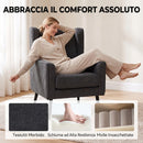 Poltrona Camera da Letto 72x72x95 cm Stile Moderno di Metà Secolo con Gambe in Legno di Caucciù in Ciniglia Grigio Scuro      