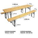 Tavolo Birreria con 2 Panche 200x70x76 cm Pieghevole in Legno e Acciaio Verde      