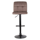 Set 2 Sgabelli 44x38x63/82 cm in Velluto con Base Nera Grigio