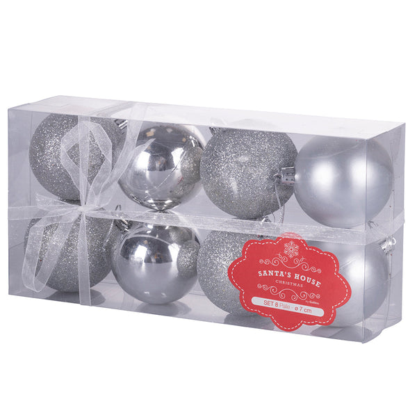 online Set 8 Palle di Natale Ø7 cm in Plastica Argento