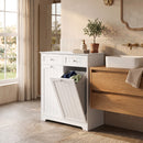 Mobile Bagno Salvaspazio 78x38x90 cm con 2 Cassetti e 2 Cesti Portabiancheria in MDF Bianco      