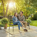 Divano da Esterno 117x67x80 cm Loveseat 2 Posti con Seduta e Schienale Intrecciato in Rattan PE e Acciaio Nero      