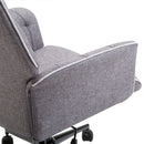 Sedia da Ufficio Imbottita ad Altezza Regolabile 66x69x89,5-97 cm in Tessuto Effetto Lino Grigio