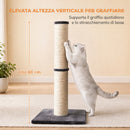 Tiragraffi per Gatti 39,5x39,5x80 cm con Corda in Sisal e Base in Truciolato e Peluche Grigio Scuro      