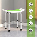 Sgabello da Doccia Altezza Regolabile 6 Livelli 39-52 cm in Lega di Alluminio e Plastica Antiscivolo Verde      