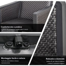 Set Salotto da Giardino Divano 2 Poltrone e Tavolino in Rattan Grigio