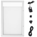 Bacheca con Apertura a Battente 51,5x79,0x2,3 cm in Alluminio con Led Silver